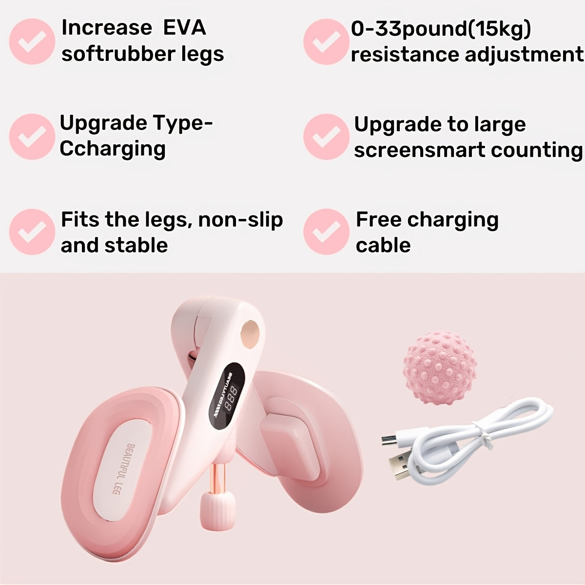 Pelvic Floor Trainer & Smart Hip Thigh Exerciser with Rep Counter – Adjustable Resistance Inner Thigh Toner, Glute Strengthener & Kegel Exercise Machine for Women Home Gym Workout