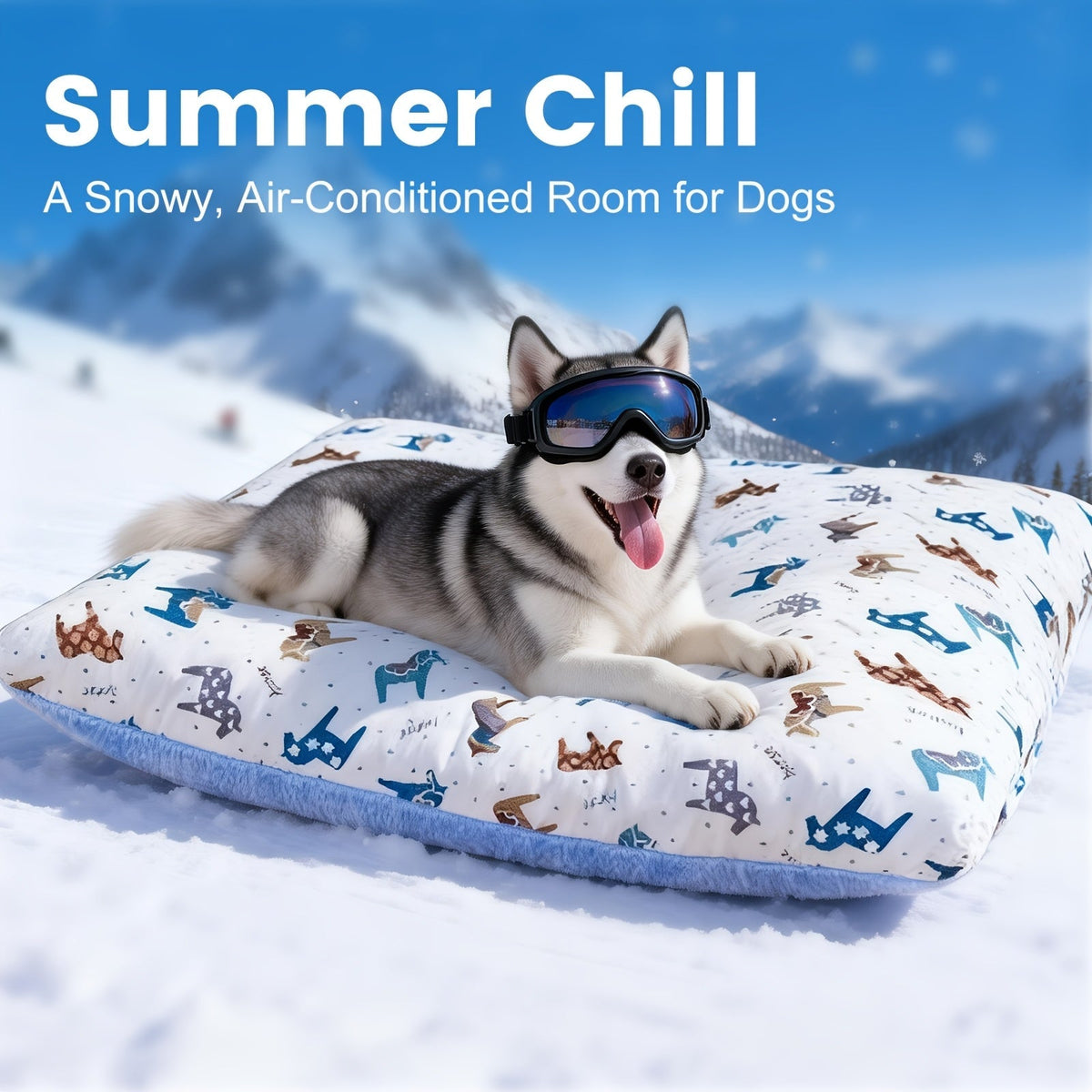 Washable Dog Bed Mat Breathable All-Season Pet Mattress with Removable Cover Non-Slip Bottom Cute Animal Patterns Crate Pad for Small Medium Large Dogs Indoor Cats