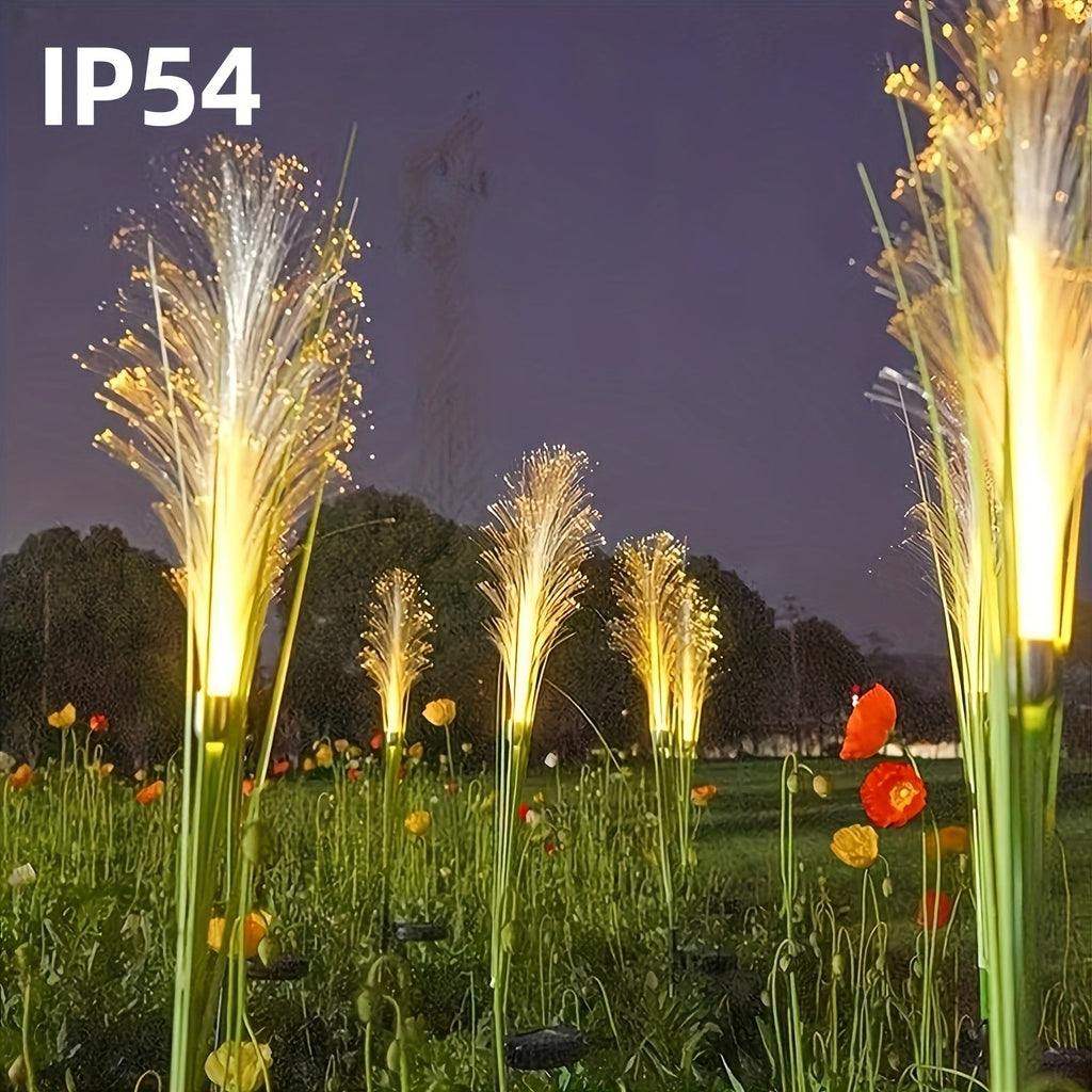 Solar Garden Stake Lights Golden Grass Design - Energy-Efficient Outdoor Decorative Lights for Yard Patio Balcony Pathway Nickel Battery Auto On Off Available in 1pc or 2pcs