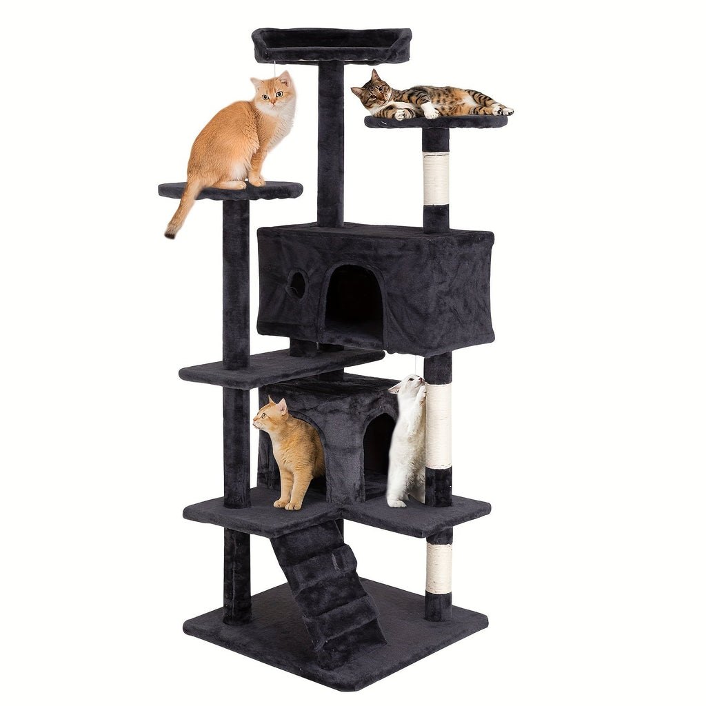 54 Inch Cat Tree Tower for Indoor Cats – Multi-Level Activity Center with Scratching Posts, Condo House & Toys for Kittens & Adult Cats, Dark Gray