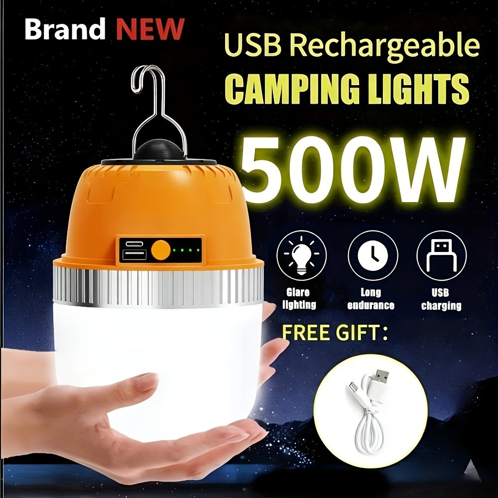 LED Camping Lantern USB Rechargeable with Built-In Power Bank, Ultra-Bright Portable Hanging Tent Light for Camping BBQ Patio Outdoor Emergency, Charges Mobile Phones, Freestanding & Hanging Design