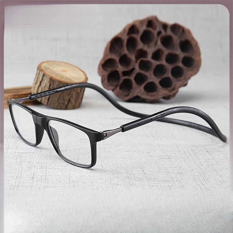 4 Pairs Magnetic Neck Hanging Folding Reading Glasses for Men and Women – Ultra-Light Square Retro Presbyopic Frame, Portable Telescopic Anti-Fall Design, Strengths +1.0 to +4.0 for Office Daily Wear