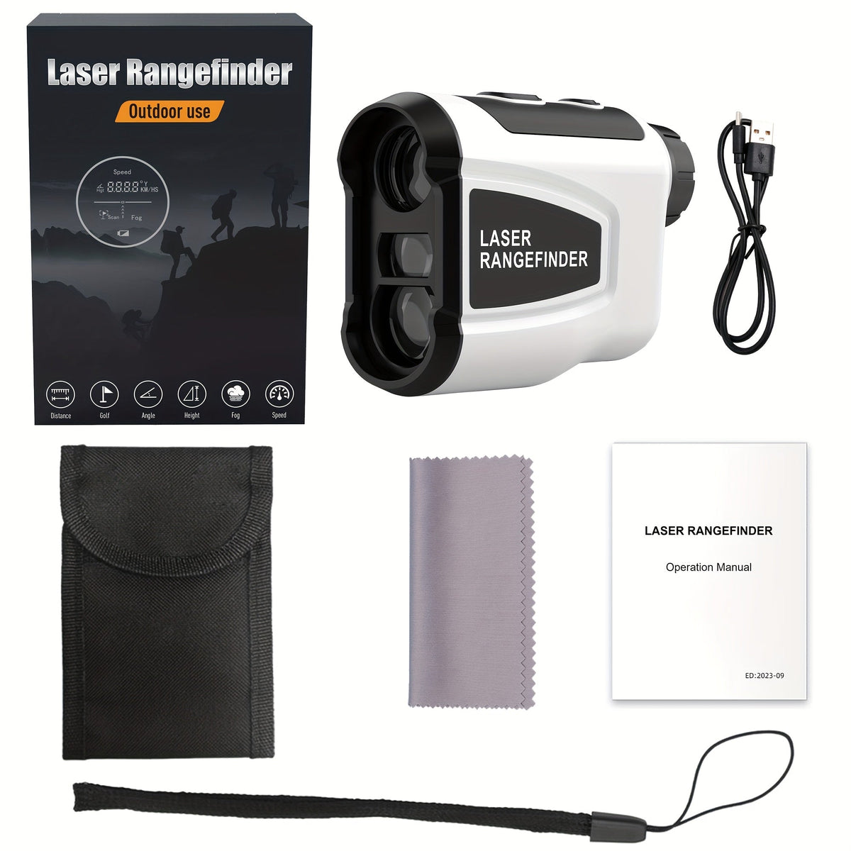 1200 Yard Laser Golf Rangefinder 6X Magnification Slope Switch Pulse Vibration Target Lock Trajectory Compensation Type-C Rechargeable for Golf and Hunting