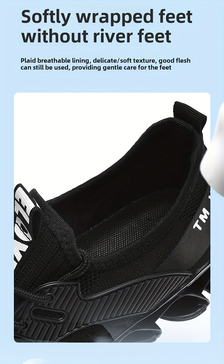 Men's Breathable Running Shoes Lightweight Fish Scale Fabric Upper Durable Outsole Low Top for Running Hiking Walking Casual Sports White Black US 7-13.5