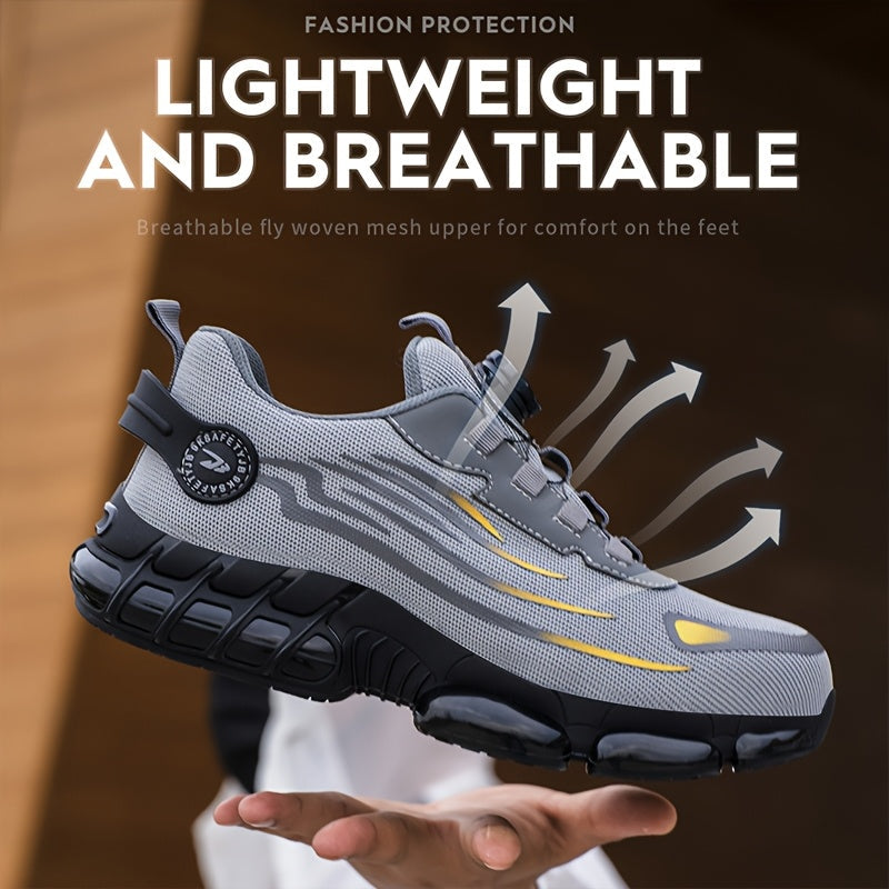 Steel Toe Work Shoes for Men Slip Resistant Safety Boots Breathable Composite Toe Sneakers Abrasion Resistant Construction Work Boots Black Dark Gray US 6-11
