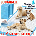 Super Absorbent Dog Pee Pads 80 and 100 Pack Enlarged Thickened - Leak-Proof Odor Control Training Pads 28x34 Inch for Medium and Large Dogs, Must-Have for Home Camping and Travel