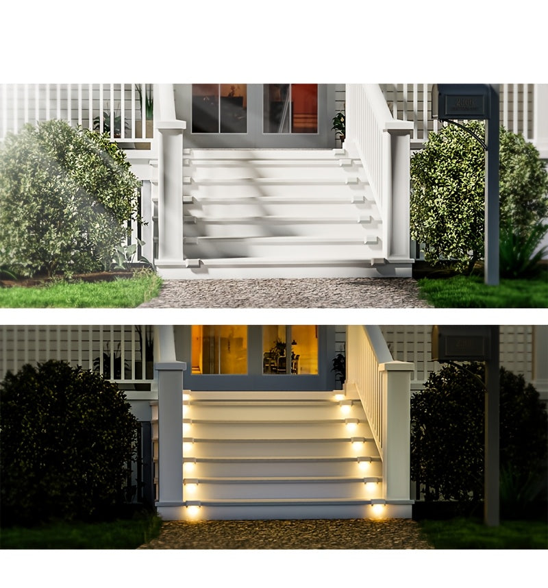 Solar Deck Lights Outdoor Waterproof LED – Auto Dusk to Dawn 800mAh Warm White Solar Powered Step Stair Fence Pathway Patio Garden Driveway Yard Wall Lighting 8 16 32 Pack