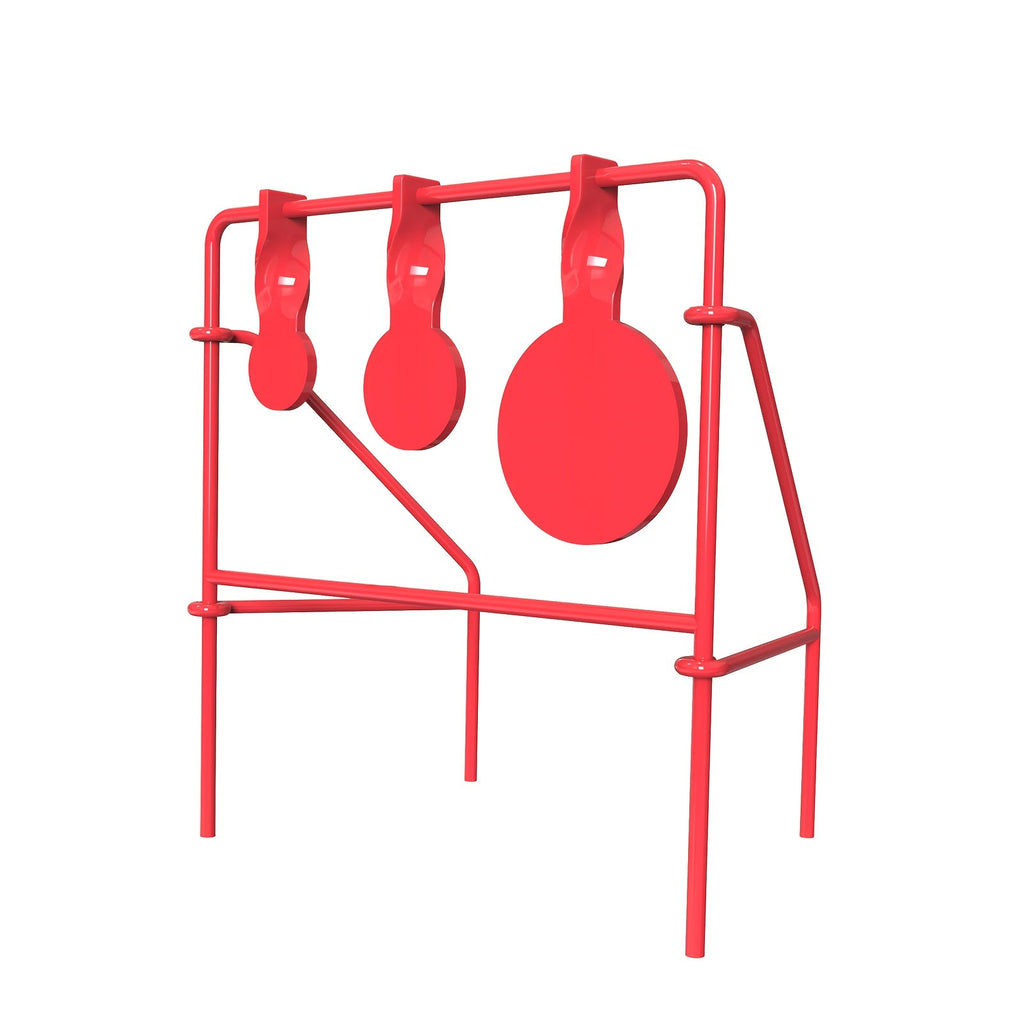 Triple Spinner Shooting Target Stand for .22LR Rimfire – Foldable Heavy-Duty Steel with 15-Pack Bullseye Paper Targets, Instant Visual & Audible Feedback for Backyard Plinking Range Training Practice