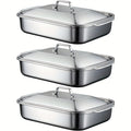 Stainless Steel Baking Pans with Lids Set – Extra Large Non-Stick Heavy Duty Rectangular Oven Trays for Roasting Bread Desserts Seafood BBQ Buffet Serving, 2 4 6 8 Pack Options