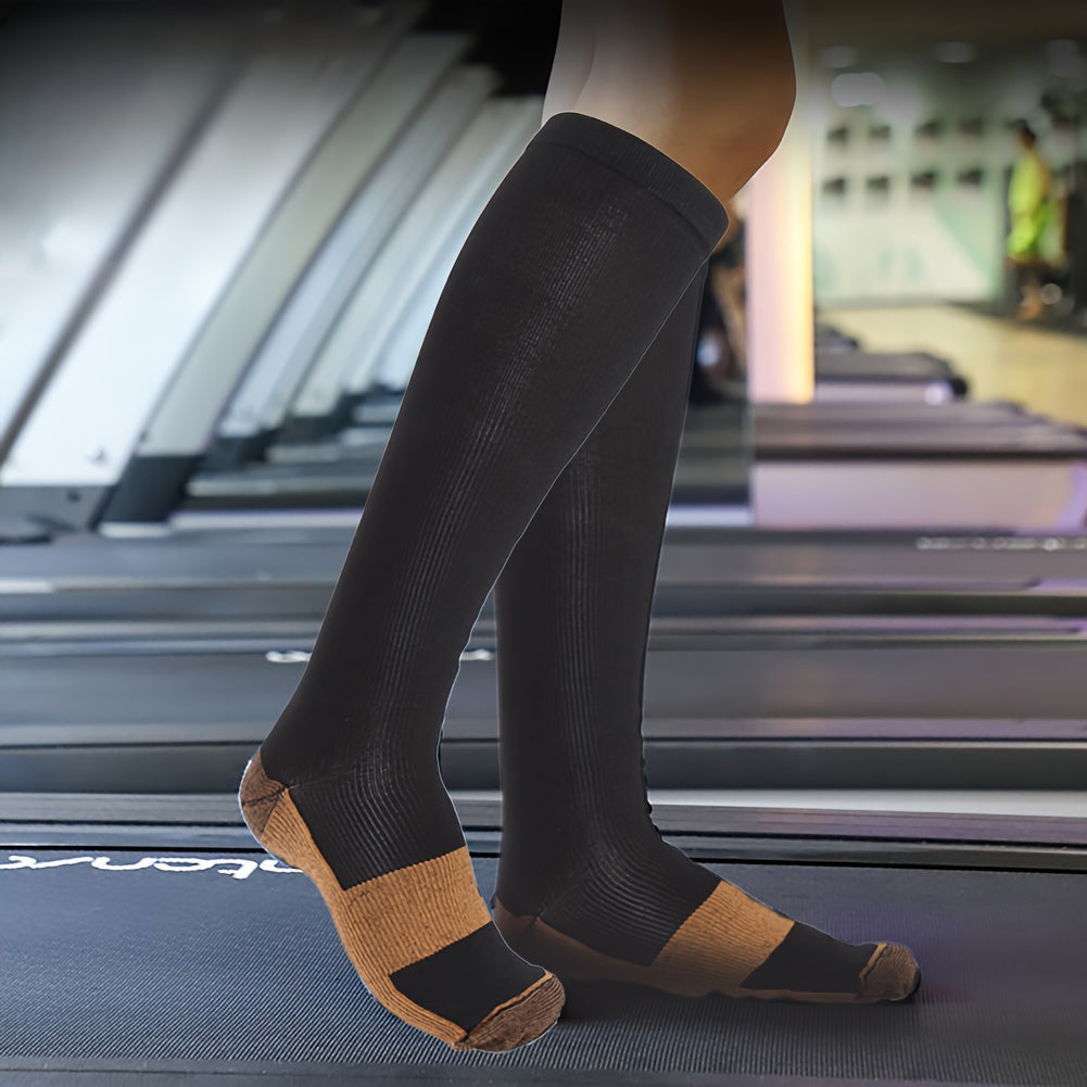 5 Pairs Copper Compression Socks for Women & Men – Black Athletic Support Socks for Running Hiking Cycling Travel, Sizes M-XL, Circulation & Pain Relief Compression Stockings