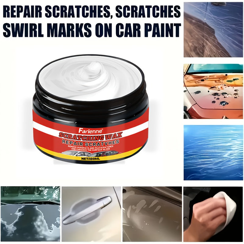 Nano Gloss Car Scratch Repair Wax Kit 100G with Clay Bar & Sponge Removes Scratches Swirls Matte Imperfections All Car Paint Colors Auto Paint Restoration Polish Car Detailing Care