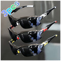 3 Pack Polarized Sunglasses UV400 Protection Unisex Outdoor Sports Eyewear for Cycling Running Fishing Driving Golf, Lightweight Frame Anti-Glare Lenses - Black Yellow Red Set