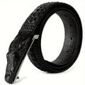 Men's Crocodile Pattern Embossed Belt – Two-Layer Cowhide Leather with Animal Design Buckle, Casual Dress Belt in Black, Brown & Yellow for 33"-44" Waist
