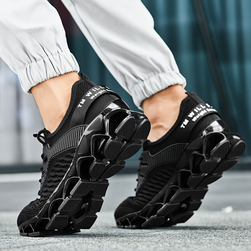 Men's Breathable Running Shoes Lightweight Fish Scale Fabric Upper Durable Outsole Low Top for Running Hiking Walking Casual Sports White Black US 7-13.5