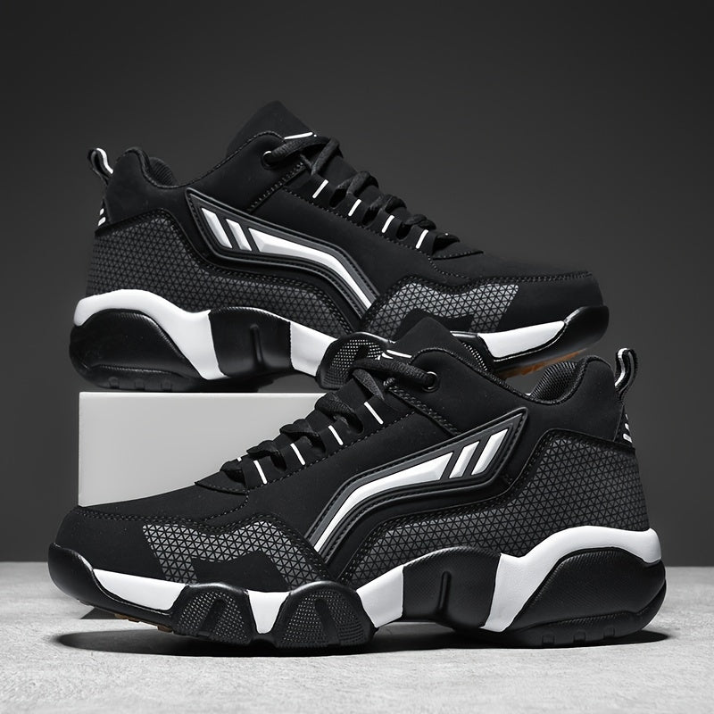 Men's Platform Dress Sneakers Thick Cushioned Sole Lace-Up Low-Top Shoes Black White Orange Non-Slip Rubber Outsole All-Season Office Casual Formal Footwear for Men US Sizes 6.5–14 | Nova Mart
