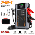 8000A Portable Jump Starter with Air Compressor 12V Battery Booster for 8.0L Gas 6.5L Diesel Engines USB Charging Ports LED Flashlight Jump Box for Cars Trucks SUVs Motorcycles
