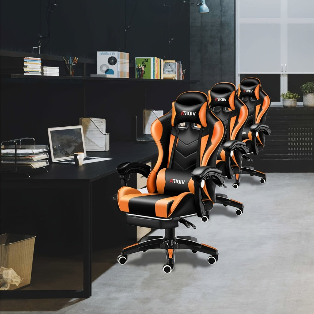 Ergonomic Gaming Chair Racing Style High Back Lumbar Support Five-Wheel Swivel Velvet PU Leather Adjustable Recliner Office Chair Adults Teens Multi-Color