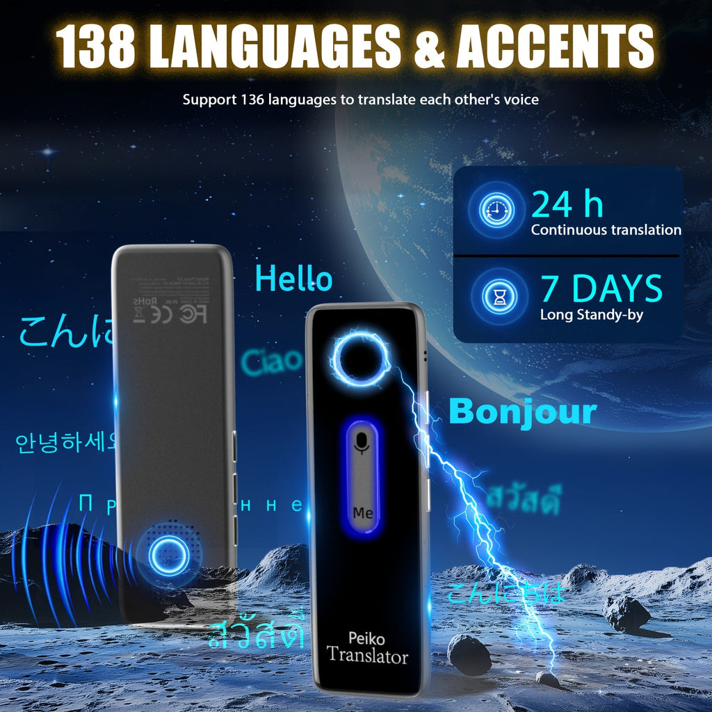 Trbox X9 Portable Language Translator Device – Two-Way Instant Voice Translation 136 Languages, WiFi & Offline Support, AI-Powered High Accuracy Translator for Travel Business Learning