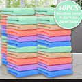 40-Pack Cleaning Cloths – Soft Absorbent Household Rags 9.4x9.4", Multi-Purpose Square Towels for Kitchen Bathroom Car Cleaning, Random Colors, Year-Round Use, Great Gift for Mom