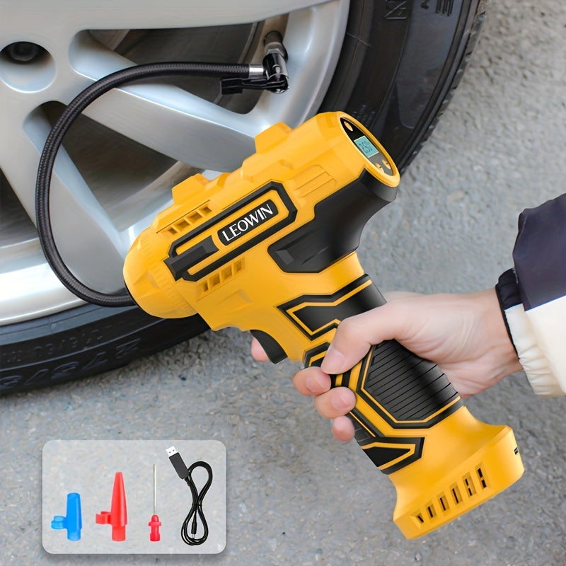 Portable Tire Inflator 150 PSI 120W Cordless Air Compressor 25L/min Fast Inflate Auto-Shutoff Digital Pressure Gauge LED Light Dual 2000mAh Battery for Car Motorcycle Bike Ball | Nova Mart