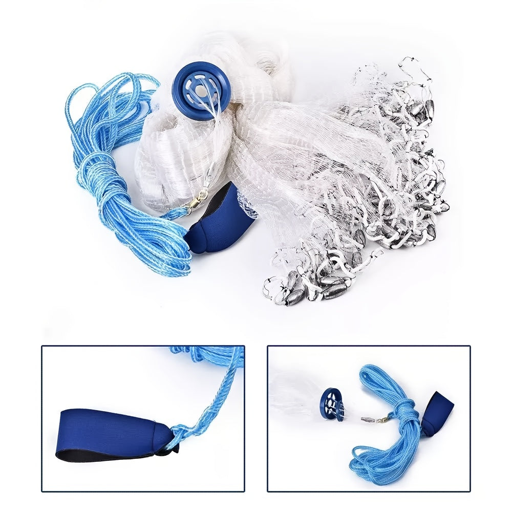 8FT 10FT Fishing Cast Net with Zinc Sinkers – Easy Throw Nylon Monofilament Bait Trap Net for Saltwater Freshwater, 240 300 Steel Drop, American Anglers Shore Pier Kayak Boat Fishing