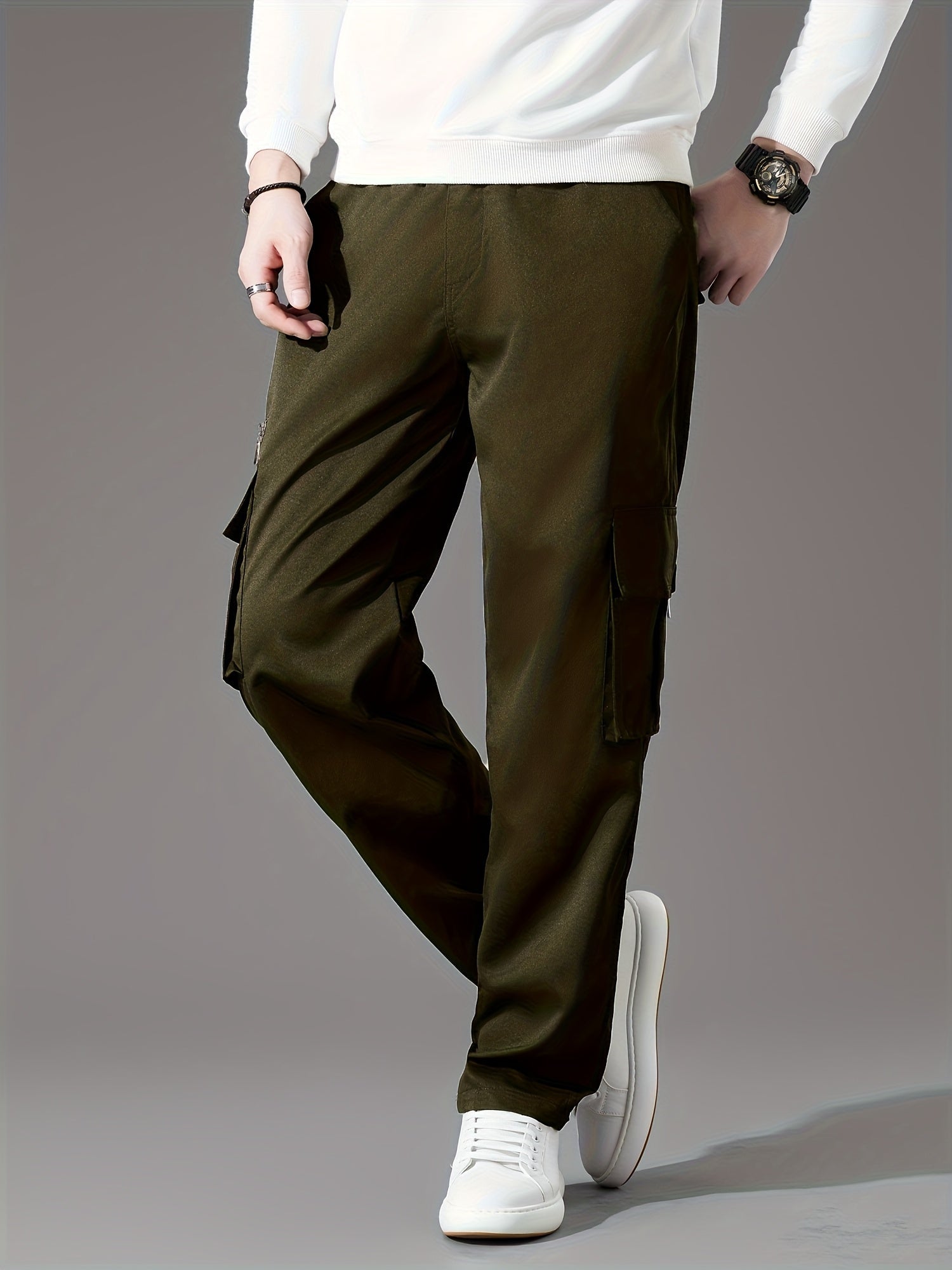 Men's Cargo Pants 3-Pack Multi-Pocket Tactical Outdoor Travel Casual Daily Pants Sizes S-XXXL 10 Colors Black Khaki Army Green Navy Blue Dark Gray