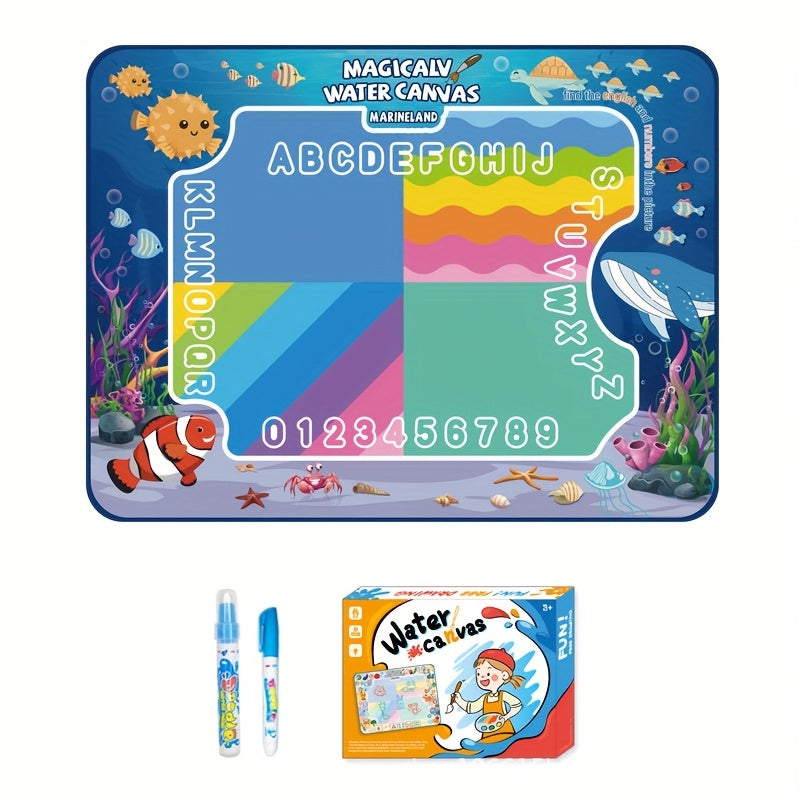 Water Drawing Mat for Kids Reusable Magic Painting Canvas Mess-Free Art Toy Set Ages 3+ Large 80x60cm Ocean Animal Designs Gift Box
