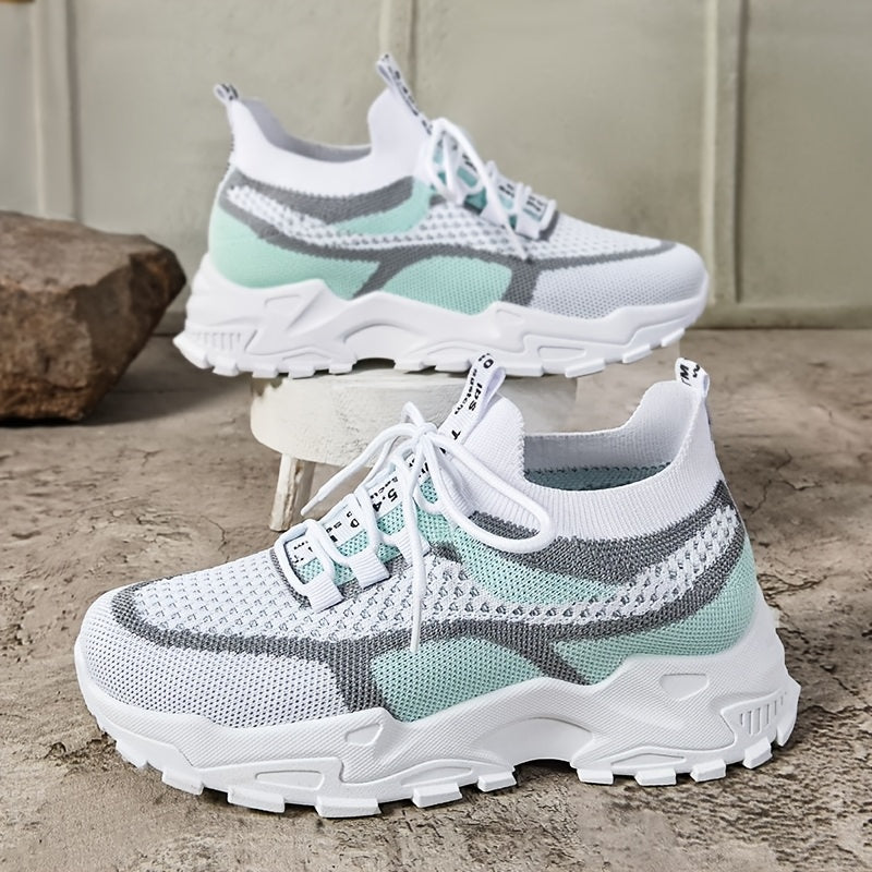 Women's Casual Low-Top Sneakers with Thick PVC Sole – Breathable Lightweight Tennis Shoes for Gym, Running & Everyday Wear | Women's Sports Shoes Sizes US 5-10 in Green, Black, Pink & Blue