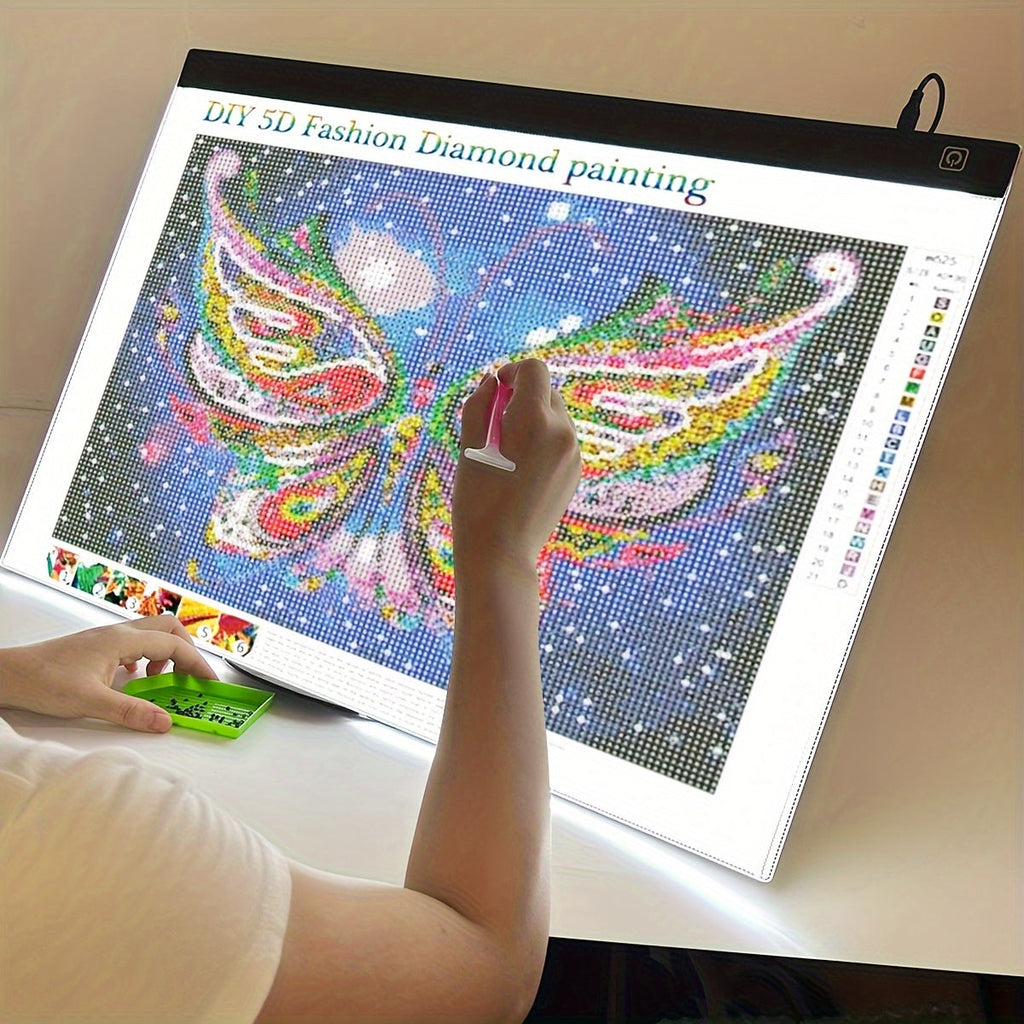 LED Light Pad for Diamond Painting A2 A3 A4 A5 USB Powered Adjustable Brightness Light Board Kit for Tracing Sketching Drawing Animation Stencil Art Craft with Optional Bracket & Drill Pen