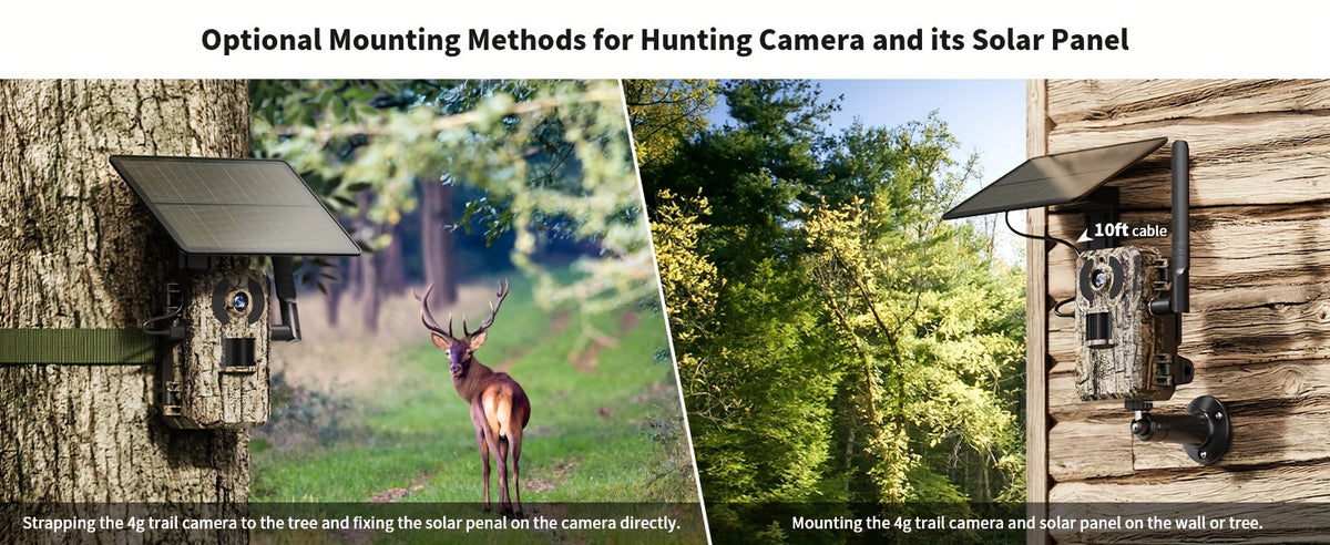 4G LTE Solar Trail Camera 4K Live View Night Vision 0.2s Trigger Remote Phone Access Motion Detection Wide Angle Wireless Game Camera for Deer Hunting Wildlife