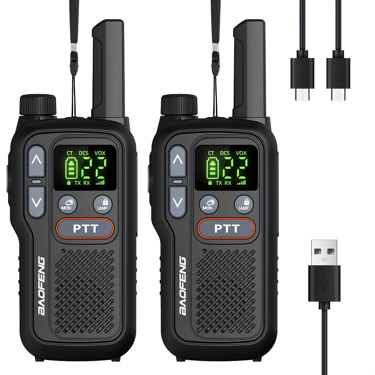 Baofeng BF-T18 FRS Walkie Talkies 2-Pack Long Range – NOAA Weather Alert, VOX Hands-Free, 1500mAh USB-C Rechargeable, LED Flashlight for Hiking, Camping, Hunting & Outdoor Adventures