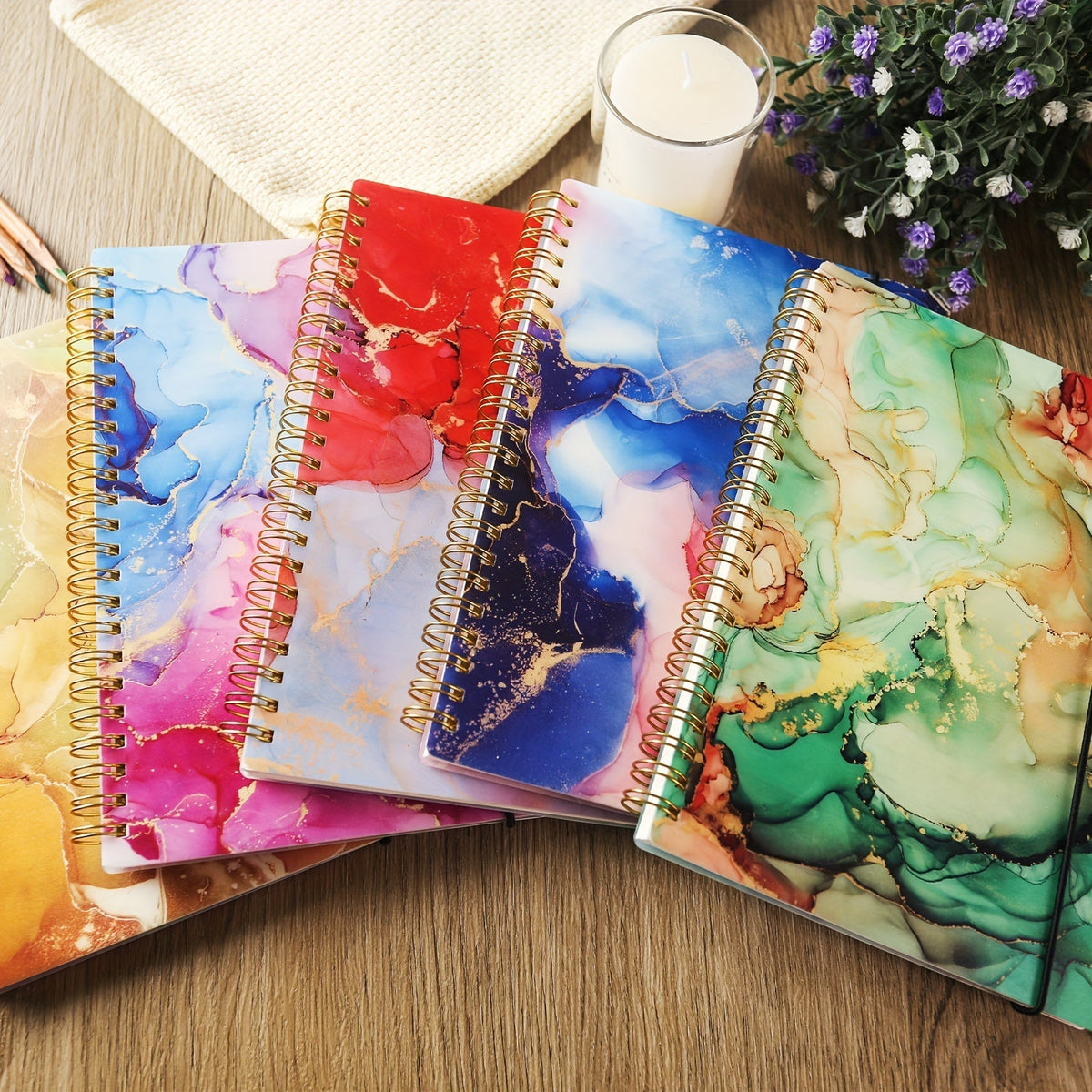 5-Pack Marble Hardcover Spiral Notebook A5 400 Sheets No-Bleed Thick Paper Journal Set for School Work Journaling Bullet Journal Planning Back to School Teacher Appreciation Gift