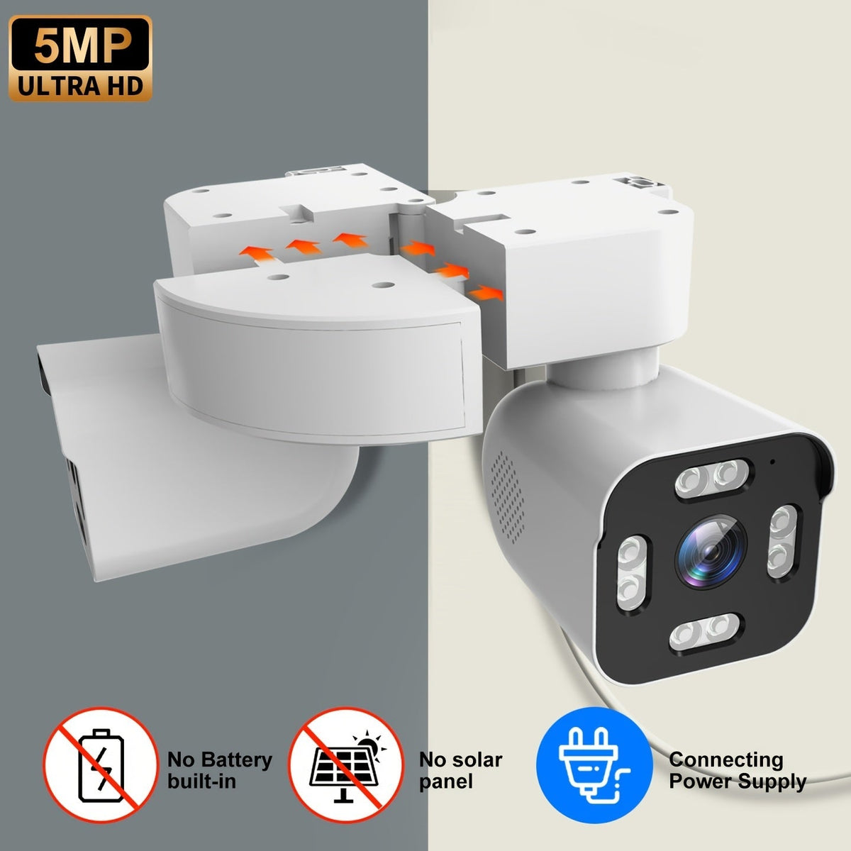Dual Lens PTZ Security Camera Outdoor WiFi 5MP – 360° Pan Tilt 10x Electric Zoom Motion Detection Siren Alarm Two-Way Audio Color Night Vision 24/7 Wired Recording Home Surveillance