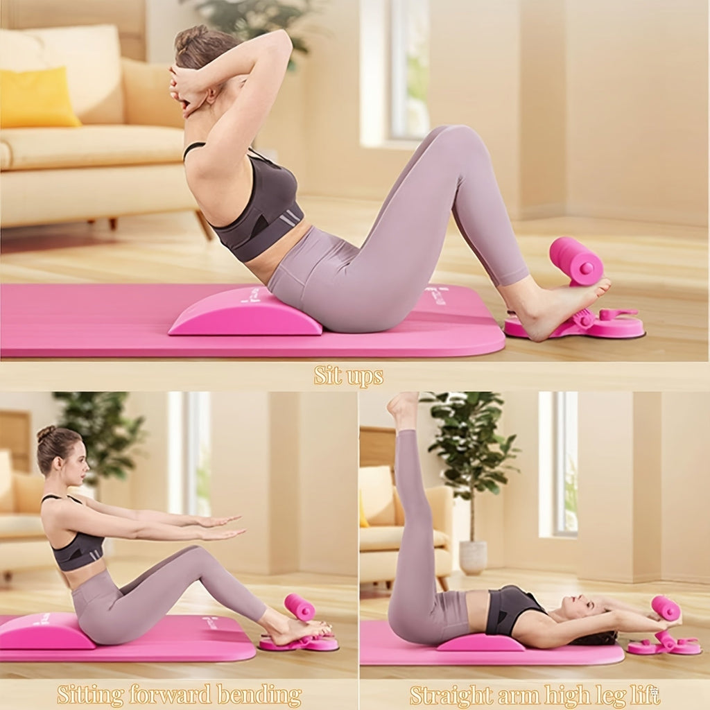 Portable Sit Up Bar 3-Section Adjustable with Dual Suction Cups & Resistance Bands – Lightweight Home Core Fitness Equipment for Ab Workouts Crunches Sit-Ups, Small Space Home Gym, Beginner Friendly