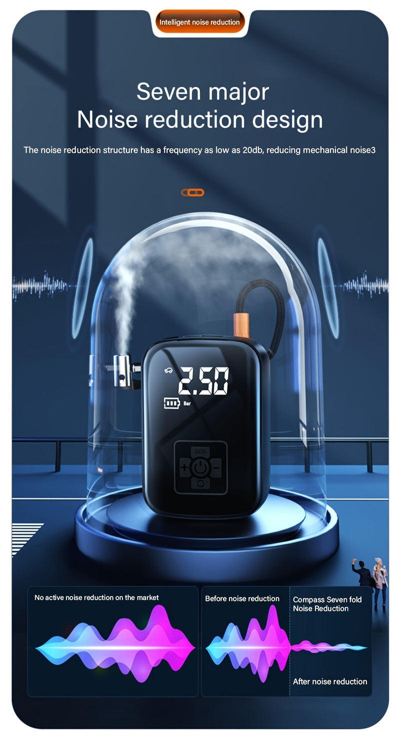 Portable Cordless Tire Inflator 150PSI Digital Display USB-C Rechargeable 4000mAh 100W Fast Inflation 5 Preset Modes LED Light for Car Motorcycle Bike Ball Auto Stop 4 Colors