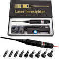 Bore Sight Laser Kit Red Green Boresighter with 8 or 32 Adapters Universal Multi-Caliber 0.17 Cal to 12GA for Rifle Pistol Shotgun - Tactical Gun Zeroing Tool