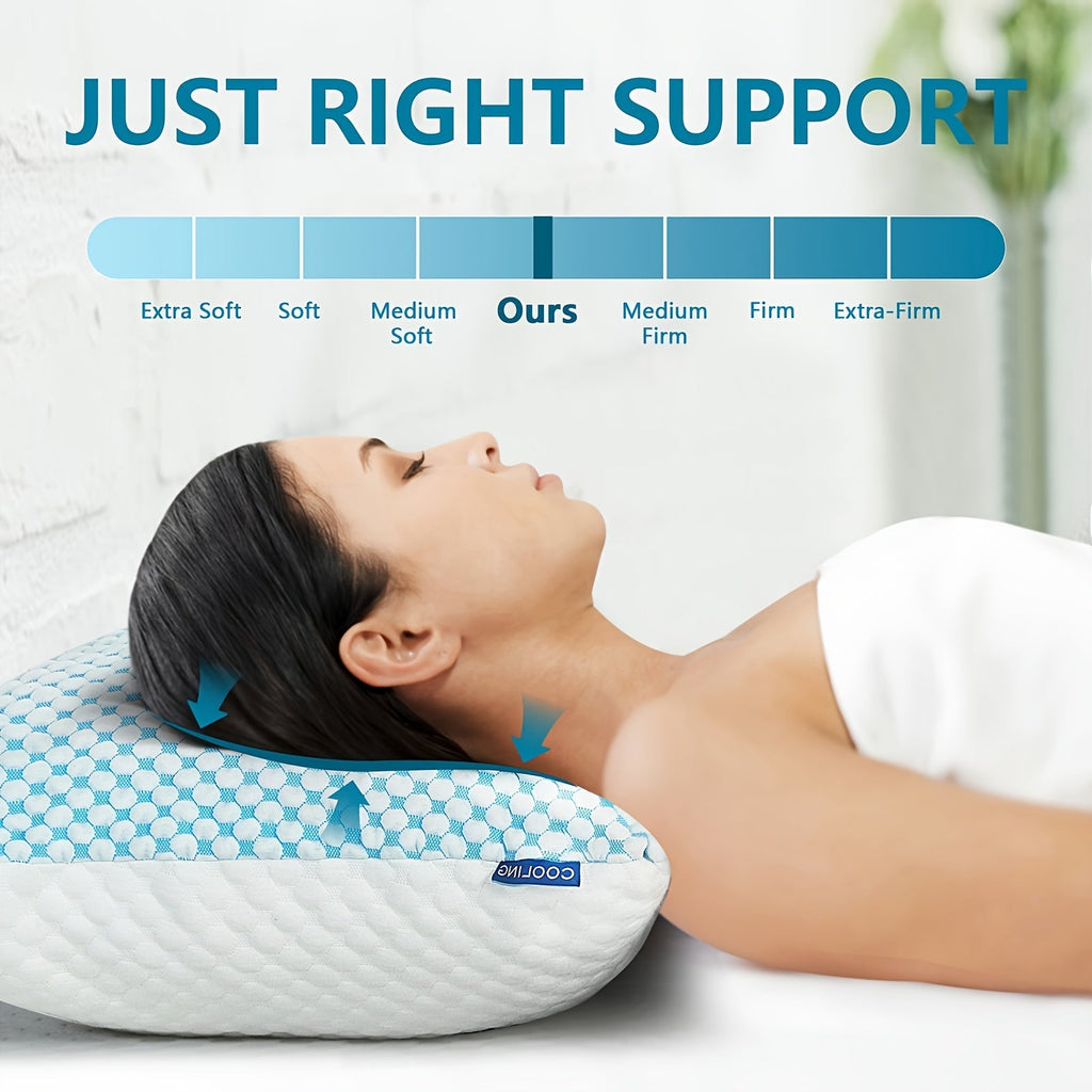 2-Pack Cooling King Size Pillows – Hotel Quality Non-Collapsing Down Alternative with Memory Foam Filling, Polyester & Viscose Cover, Machine Washable, for Side Back Stomach Sleepers