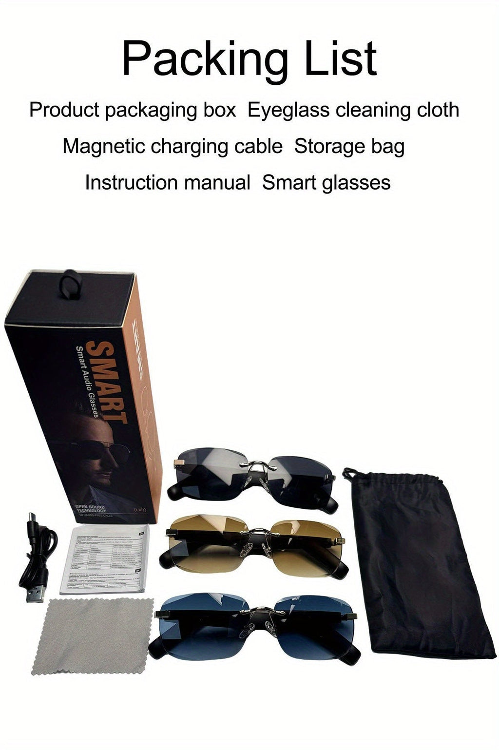 Bluetooth Smart Glasses Touch Controls Open Ear Audio – Integrated Mic Hands-Free Calls & Music UV Protection Polarized Lens for Outdoor Sports, Driving & Everyday Wear