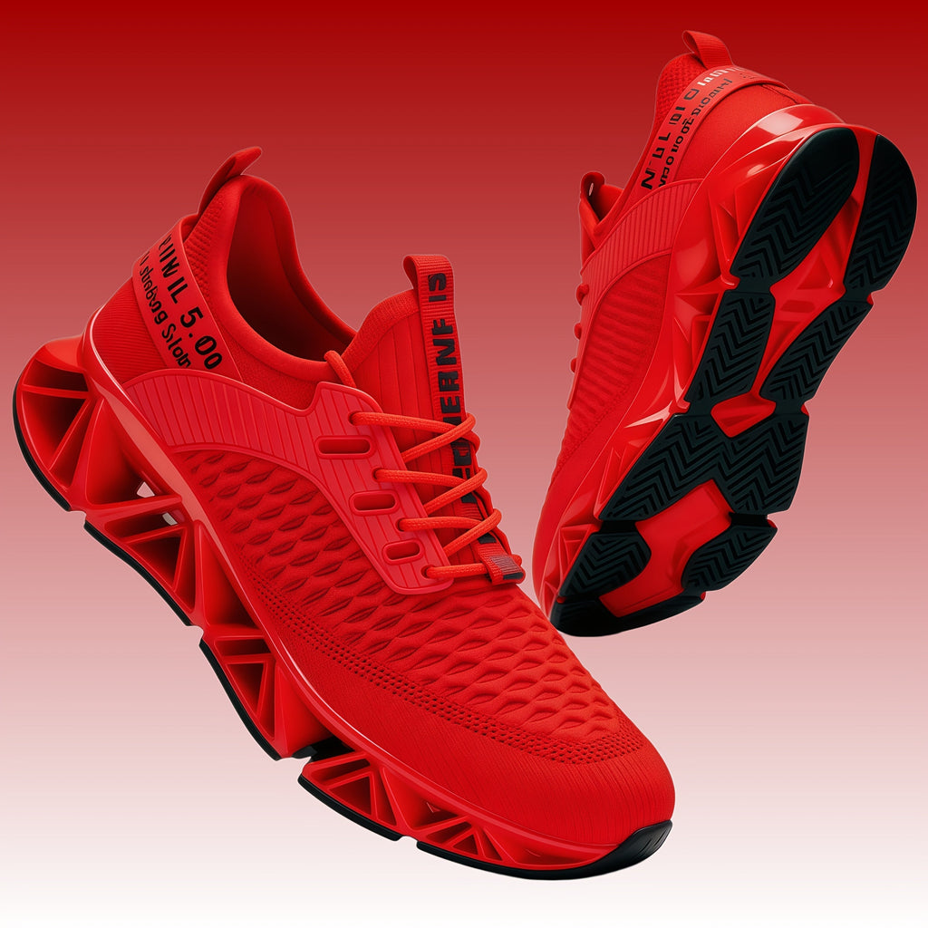 Men's Lightweight Breathable Running Shoes Non-Slip TPU Sole EVA Cushion Insole – Lace-Up Low Top Athletic Sneakers in White Red Black All-Season US Sizes 7.5 to 13