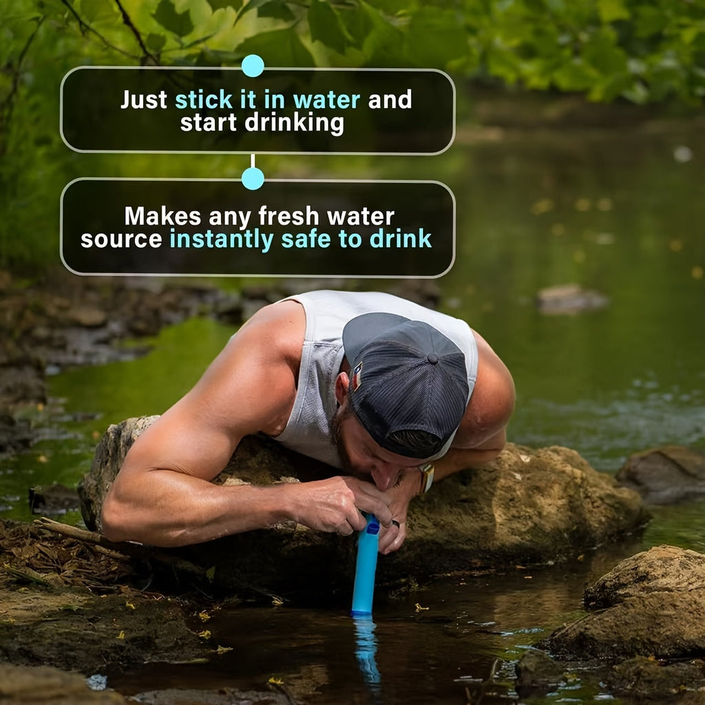 Water Filter Straw Kit with Lanyard & Extension Tube – ABS Portable Purifier Straw Removes Bacteria & Protozoa for Camping Hiking Backpacking Travel Emergency Survival Preparedness, 1 2 4 6 Pack