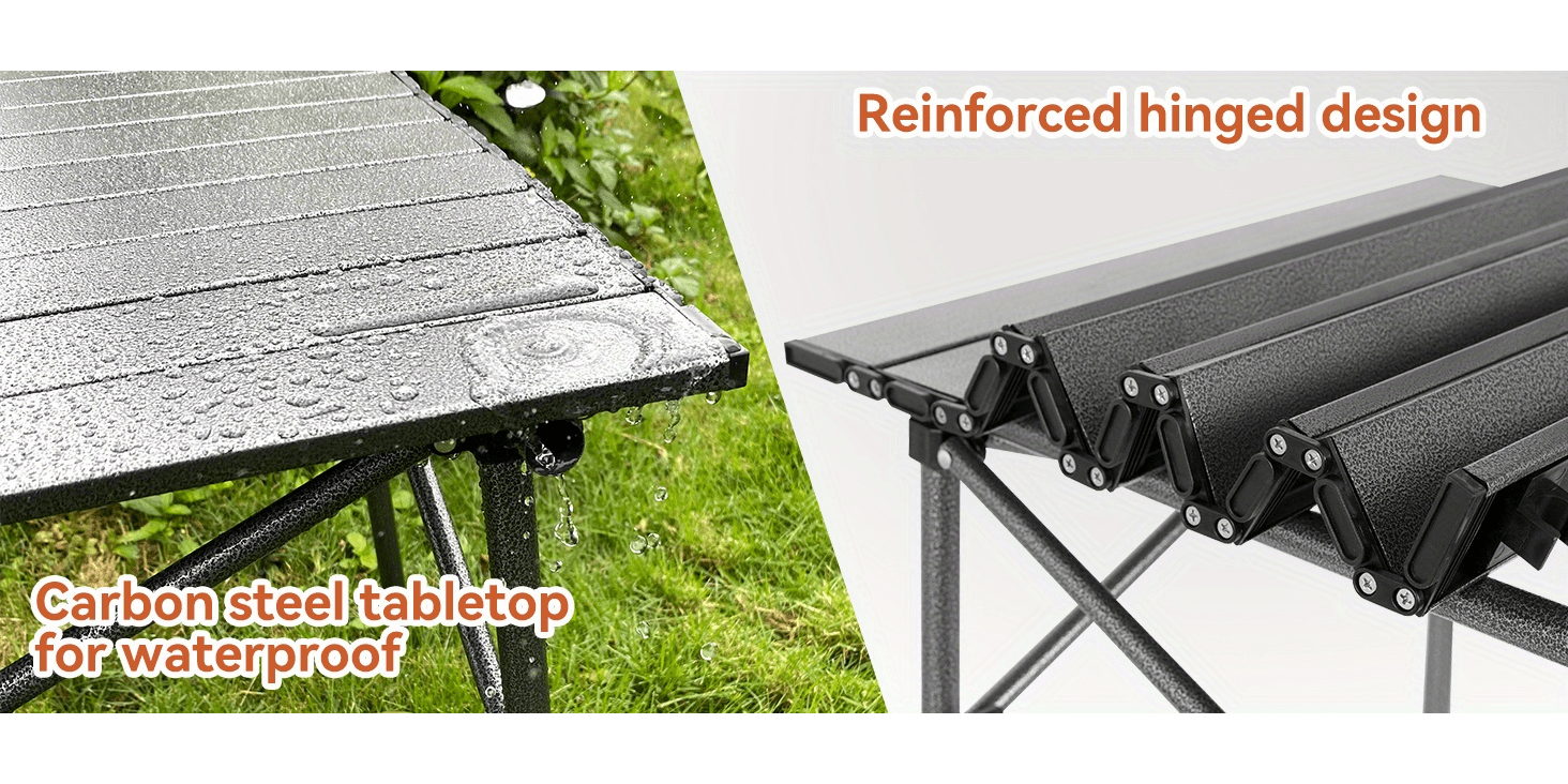 Portable Folding Camping Table Lightweight Collapsible Outdoor Table with Carry Bag Sturdy Legs Large Flat Surface for Picnic BBQ Beach Hiking Tailgating Compact Durable Design Size L and XL