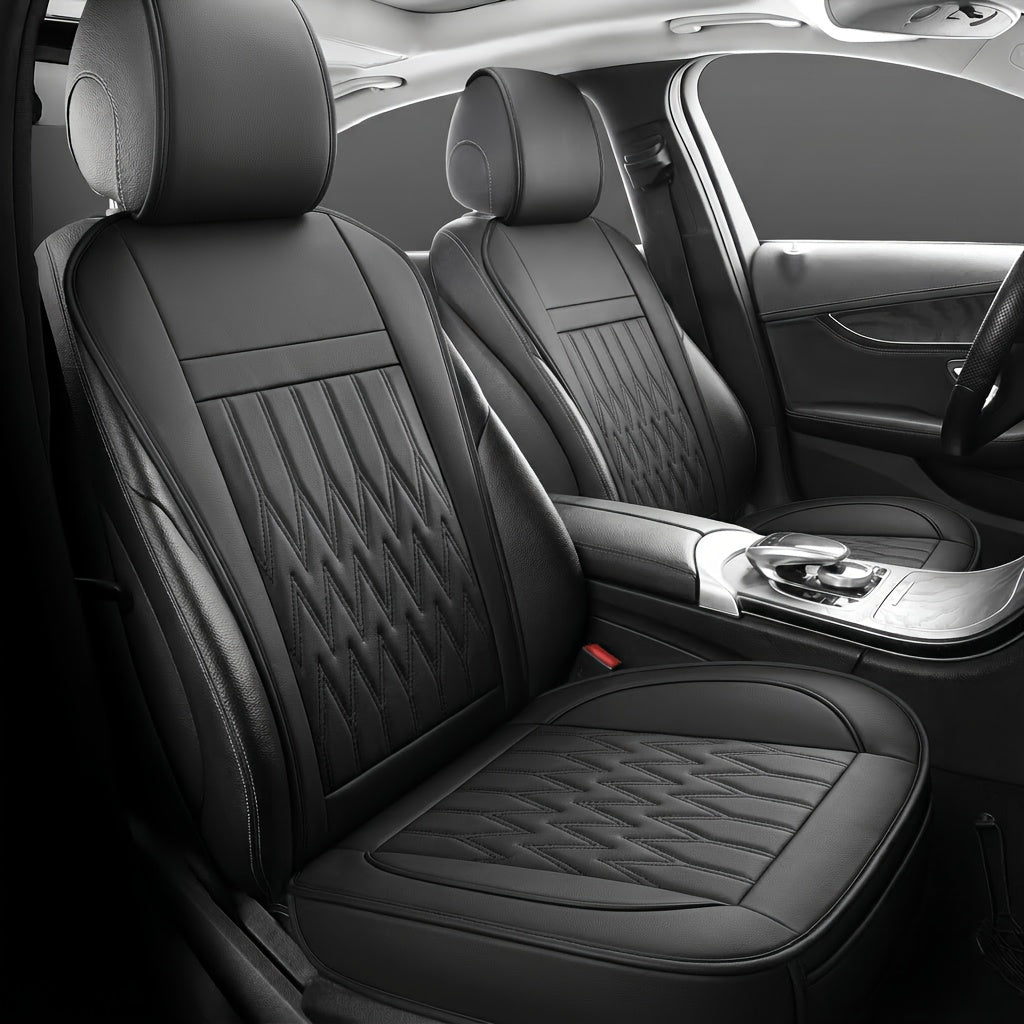 Universal Front Car Seat Covers 2 Pack Full Surround High-Back Bucket Seat Protector Anti-Slip Easy Install for Cars SUVs Trucks Multiple Colors and Styles Aero Wave Luxe Diamond Dynamic Stripe