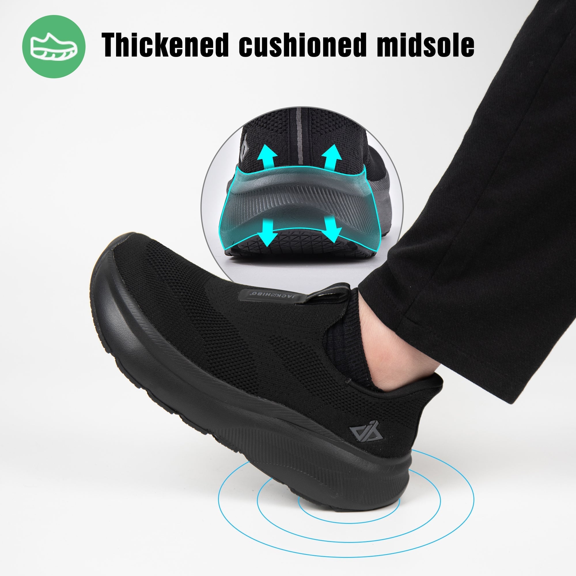 Men's Hands-Free Slip-In Sneakers – Wide Toe Box, Zero Drop Sole, Cushioned Mesh Walking Shoes for Casual & Everyday Wear – Rubber Sole, Pull-On Design (US 8–13.5)