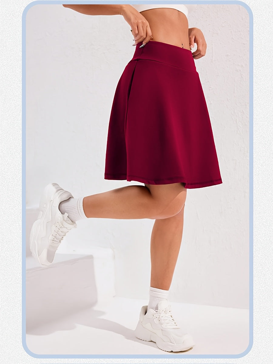Women's 20-Inch Knee Length Skorts with 5 Pockets – High Waist Built-In Shorts Athletic Skirt for Tennis Golf Pickleball Hiking Casual Wear, Sizes S-XXL, 5 Colors Black White Navy Sky Blue Deep Red