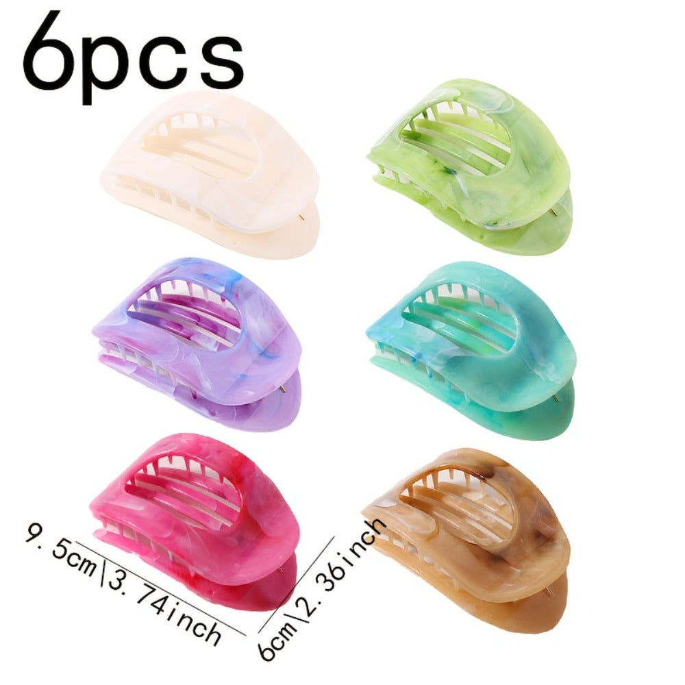 Oversized Shark Claw Hair Clips Set 5/6 Pcs – Non-Slip Extra-Large Flat Claw Clips Thick Hair Beach Party Everyday Wear Vibrant Colors Women Girls
