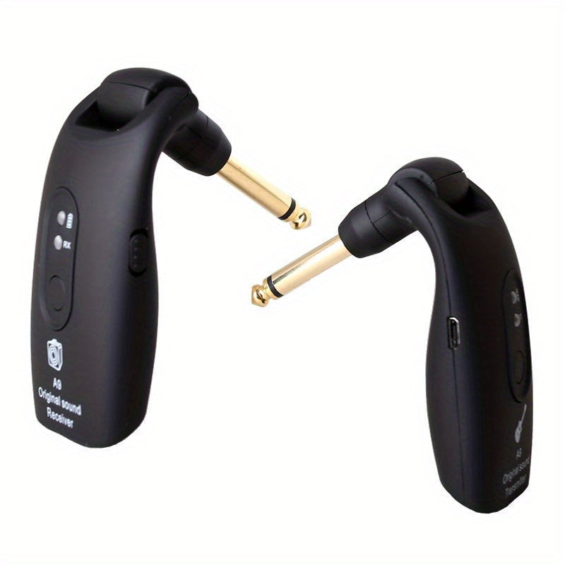 2.4GHz Wireless Guitar System Transmitter & Receiver for Electric Guitar – Low Latency Plug & Play Universal Wireless Instrument System for Guitar Bass Violin – Blue & Black