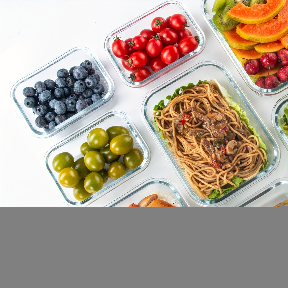 Borosilicate Glass Food Storage Containers 16-Piece Set 8 Sizes – Leak-Proof Lids, Oven Safe to 752°F, Microwave Dishwasher Freezer Safe, Stackable Meal Prep Containers for Leftovers & Lunch