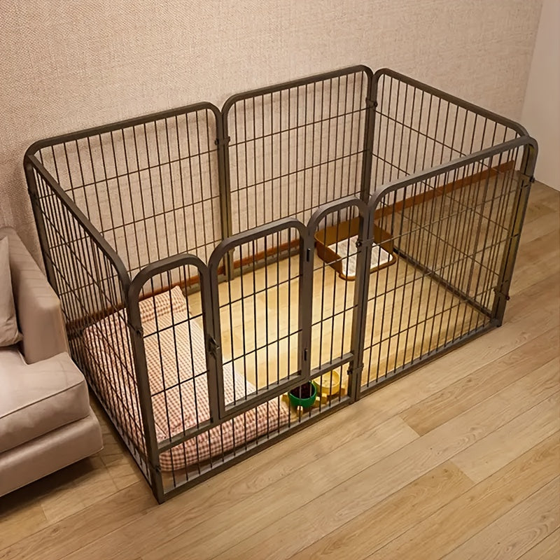 Stainless Steel Indoor Dog Enclosure – Multi-Functional Pet Pen with Resting, Play & Potty Training Zones for Small & Medium Dogs, Pre-Assembled Easy Setup, Black or White
