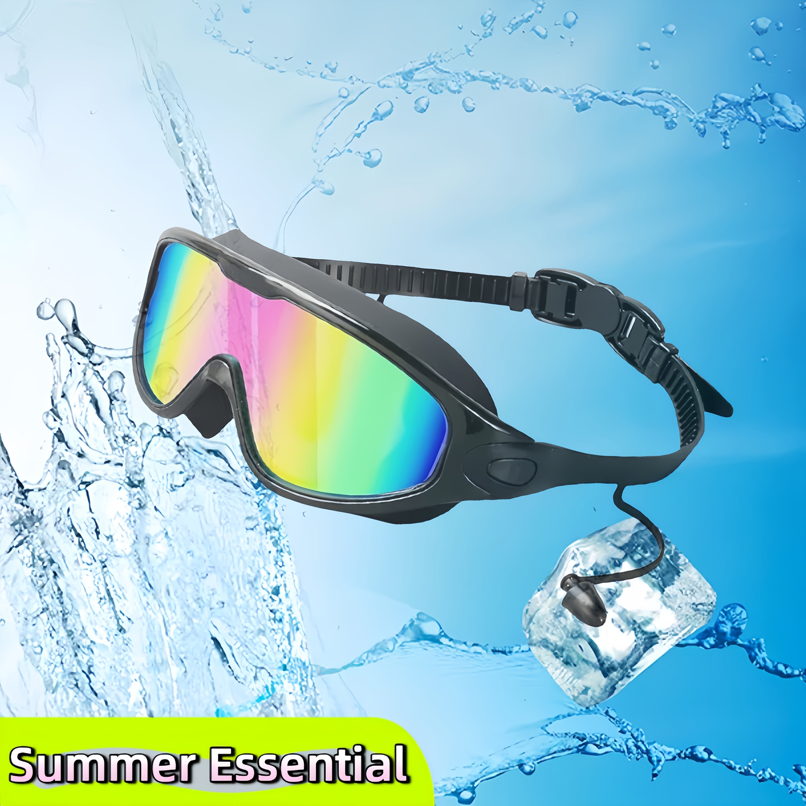 Anti-Fog Swim Goggles 2-Pack with Earplugs, Nose Clip & Waterproof Bag – UV Protection Swimming Goggles for Men, Women & Teens, Outdoor Pool & Water Sports Accessories Kit