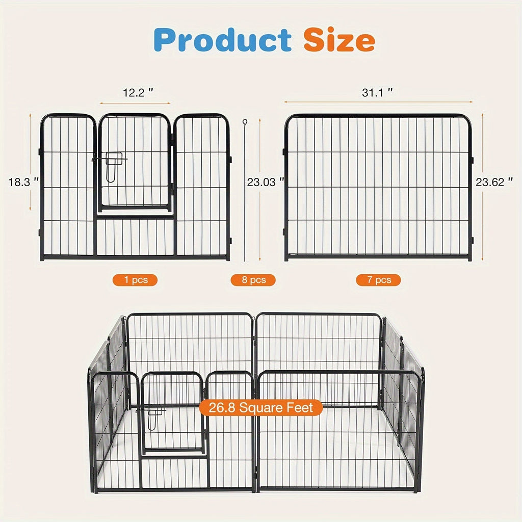 Dog Playpen 8 or 16 Panel Pet Exercise Pen 24/32/40 Inch Tall – Foldable Indoor Outdoor Dog Fence for Large Medium Small Dogs & Puppies